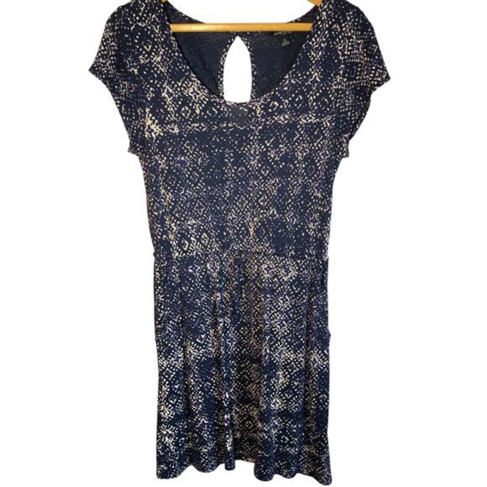 Lucky Brand blue short sleeve casual dress elastic waist lightweight pockets S